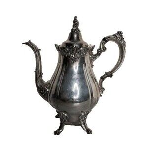 Vintage Baroque by Wallace 282 Coffee/Tea Pot Ornate Silverplate Footed 11"